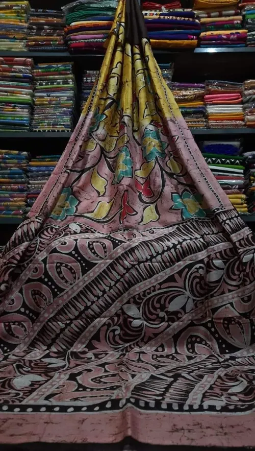 Hand Painted Batik Pure Silk Mark Certified Bishnupuri Silk Sarees